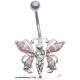 S/S Butterfly Pink CZ Banana Belly Ring